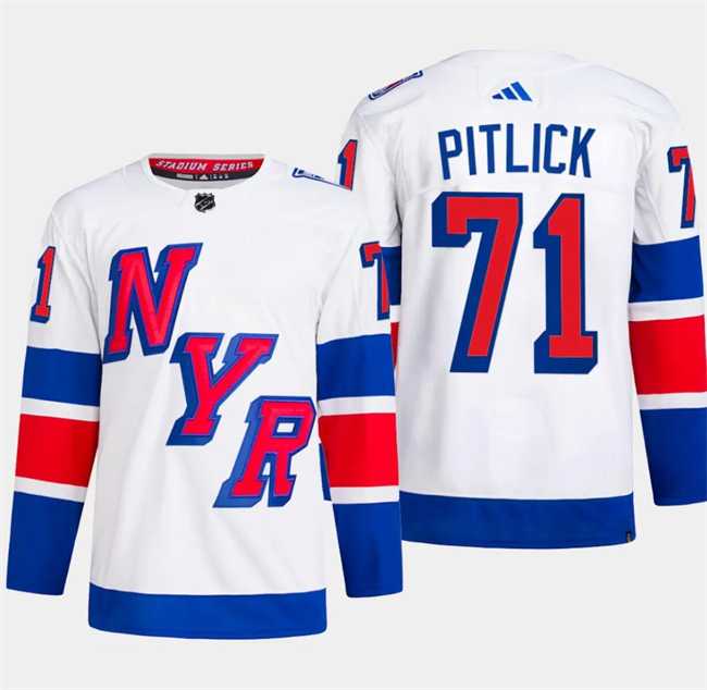 Mens New York Rangers #71 Tyler Pitlick White 2024 Stadium Series Stitched Jersey Dzhi